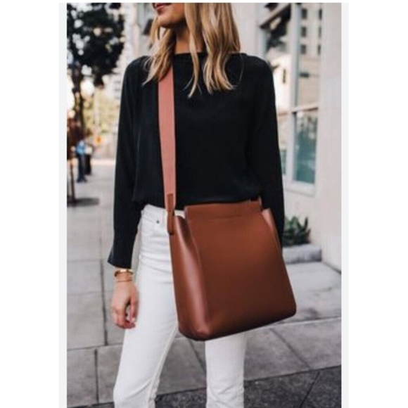 Everlane Cognac Brown Leather The Form Bag Purse Italian Made Preowned - Picture 16 of 16